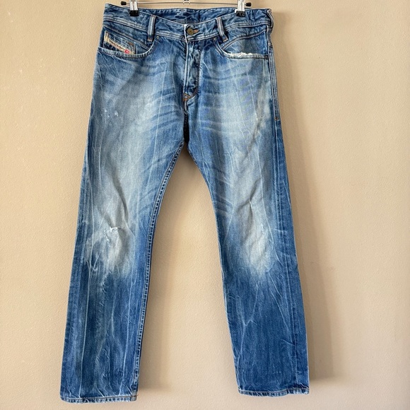 Diesel Men's Poiak Distressed Faded Denim Jean 32x30 Made in Italy
